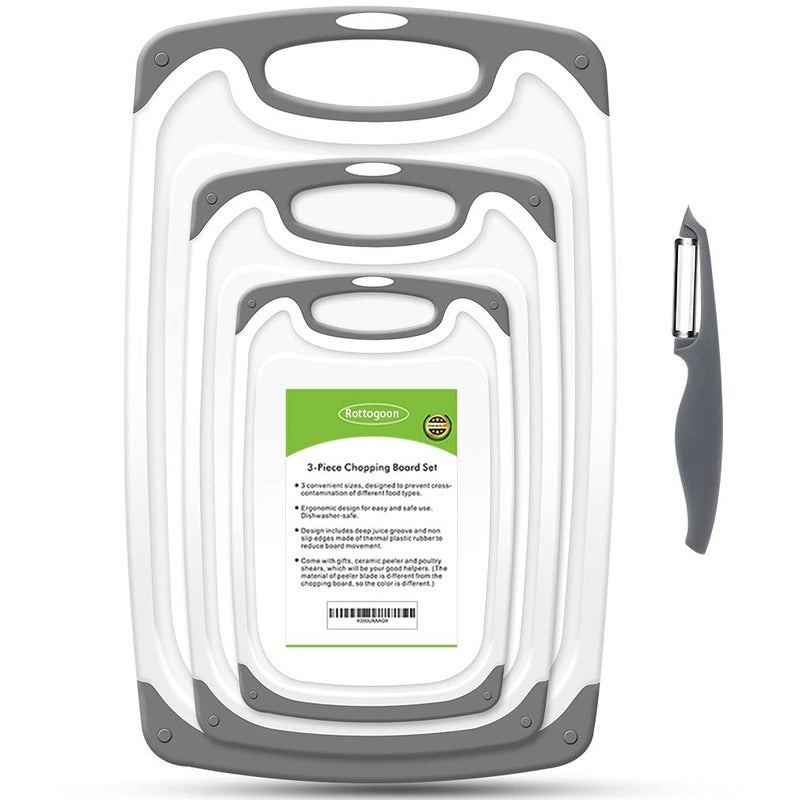 Rottogoon Cutting Boards for Kitchen, Plastic Chopping Board Set of 4 with Non-Slip Feet and Deep Drip Juice Groove, Easy Grip Handle, Dishwasher Safe, BPA Free, Non-porous Mint - Image 1